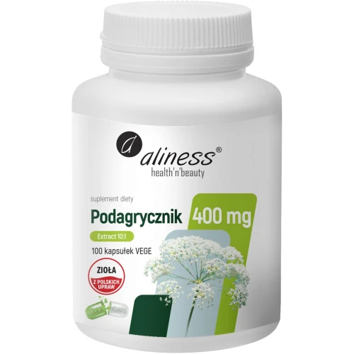 Aliness Podagrycznik Ekstrakt 10:1 400 mg, 100 kapsułek - Polski ekstrakt z ziela podagrycznika