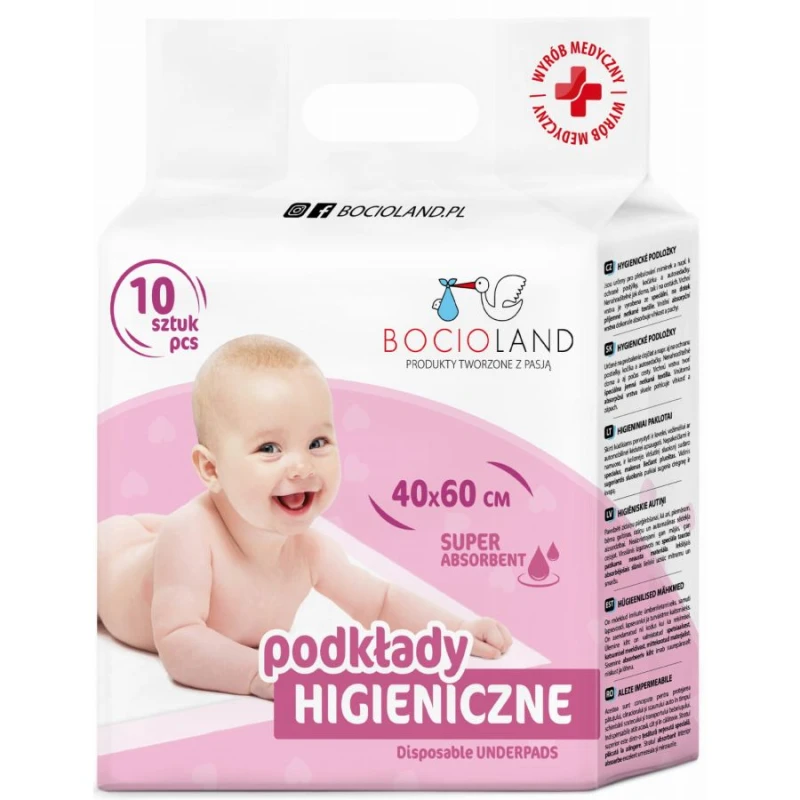 Bocioland Podkłady jednorazowe 40 x 60 cm, 10 sztuk - Do przewijania i ochrony materaca
