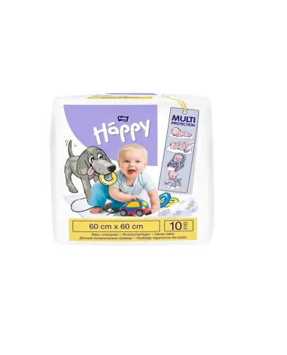 Bella Baby Happy Podkłady higieniczne dla dzieci 60 cm x 60 cm, 10 sztuk - Jednorazowe podkłady do przewijania