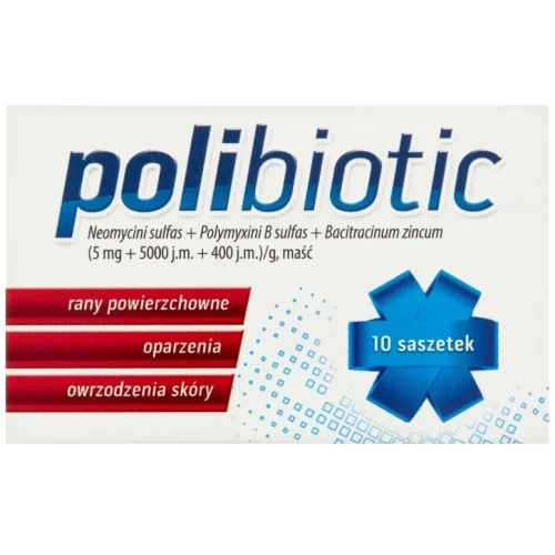 Polibiotic Maść, 10 saszetek - Maść antybiotykowa na skaleczenia, oparzenia i otarcia