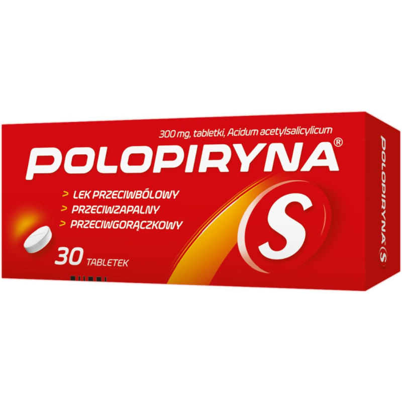 Polopiryna S, 300 mg, 30 tabletek - Z kwasem acetylosalicylowym o działaniu przeciwbólowym, przeciwzapalnym i przeciwgorączkowym