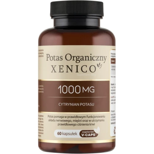 Xenico Potas Organiczny 1000 mg, 60 kapsułek - Z cytrynianem potasu, który wspiera serce, ciśnienie i mięśnie