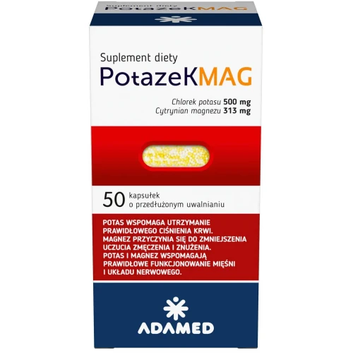 Potazek MAG, 50 kapsułek - Potasem z magnezem, które wspomagają prawidłowe funkcjonowanie układu nerwowego i mięśniowego