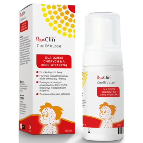 PoxClin CoolMousse pianka dla dzieci z ospą wietrzną, 100 ml -  Łagodzi świąd i wspomaga naturalny proces gojenia