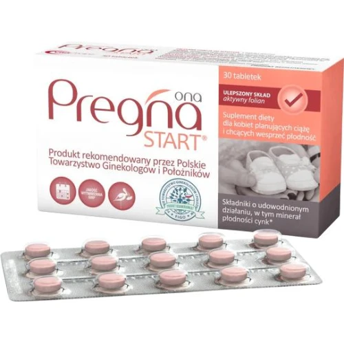 Pregna Start Ona dla kobiet, 30 tabletek - Z aktywną formę kwasu foliowego dla kobiet planujących ciążę