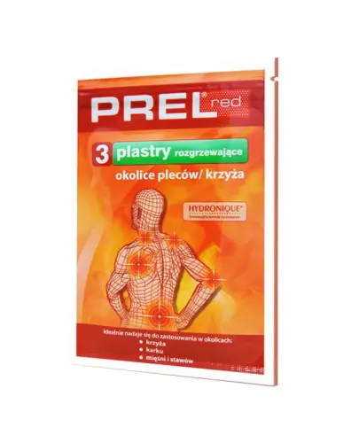 Prel Red plaster rozgrzewający, 3 sztuki - Hydrożelowy plastry rozgrzewający do zastosowania w okolicach krzyża, karku lub pleców