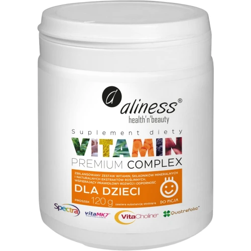 Aliness Premium Vitamin Complex dla dzieci, proszek, 120 g - 23 witaminy i minerały + Spectra™