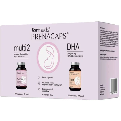 Formeds Prenacaps Multi 2, 60 kapsułek + DHA, 60 kapsułek - Wsparcie dla kobiet od 13. tygodnia ciąży oraz w okresie karmienia piersią