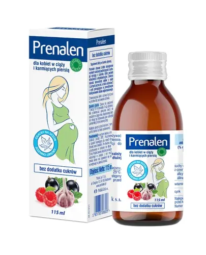 Prenalen, płyn 115 ml - Z wyciągiem z czosnku, soku z malin i czarnych porzeczek