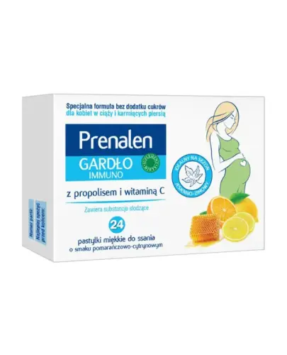 Prenalen Gardło Immuno, 24 pastylki do ssania - Z ekstraktem z propolisu oraz witaminą C