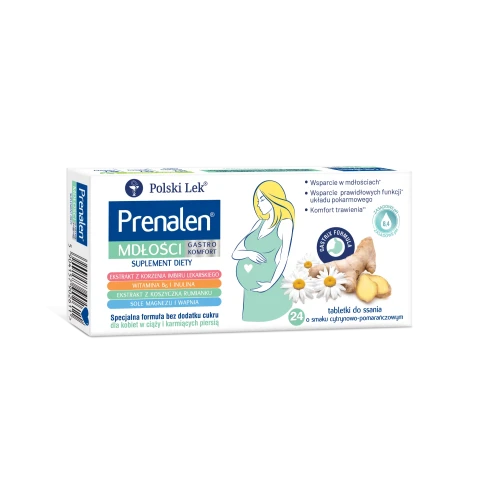 Prenalen Mdłości Gastro Komfort, 24 tabletki - Tabletki do ssania z imbirem
