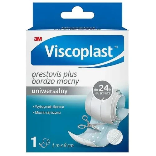Viscoplast Prestovis Plus Bardzo mocny, 1 m x 8 cm - Przepuszczający powietrze, trwały plaster z możliwością przycięcia do pożądanego rozmiaru