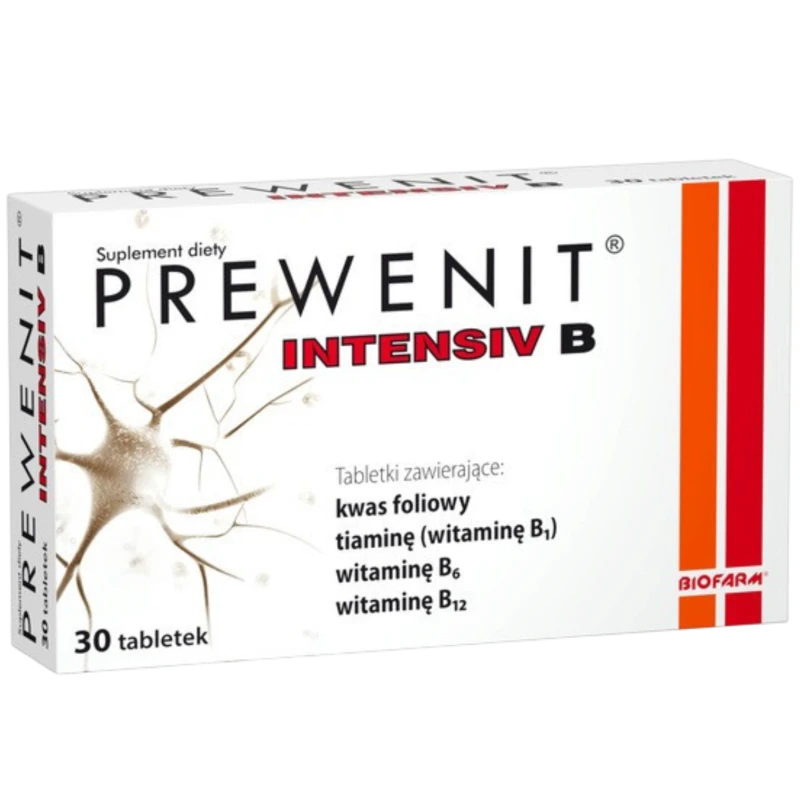 Prewenit Intensiv B, 30 tabletek - Zawierające w swoim składzie witaminy z grupy B