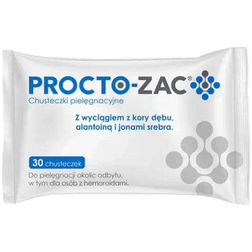 Procto-Zac Chusteczki pielęgnacyjne, 30 sztuk - Do higieny okolic odbytu, w tym dla osób z hemoroidami