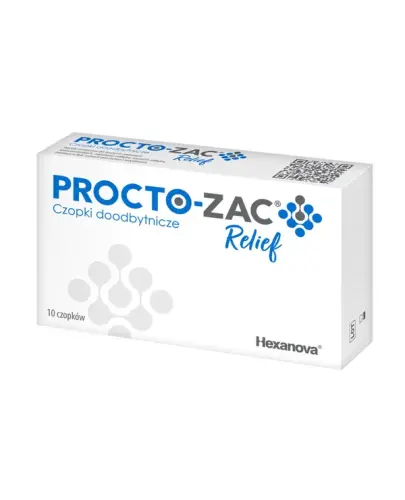 Procto-Zac Relief, 10 czopków doodbytniczych - Redukują objawy hemoroidalne
