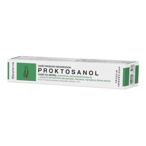 Proktosanol maść przeciwko hemoroidom, 40 g - Wspomaga  leczenie wewnętrznych i zewnętrznych guzków krwawniczych odbytu