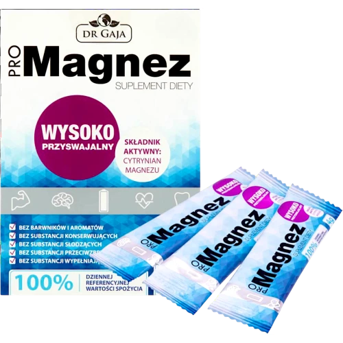 Dr Gaja ProMagnez, 30 saszetek - Czysty cytrynian magnezu w saszetkach o doskonałej przyswajalności