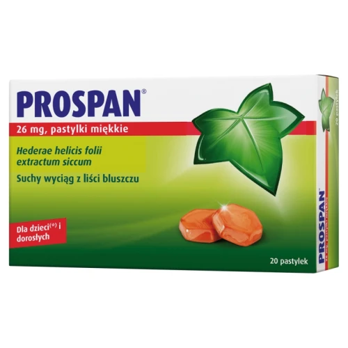 Prospan 26 mg, 20 pastylek - Lek wykrztuśny na mokry kaszel