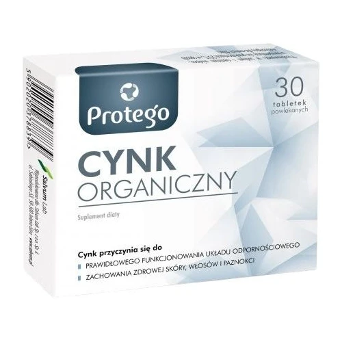 Protego Cynk Organiczny, 30 tabletek - Uzupełnia niedobory cynku w diecie osób dorosłych
