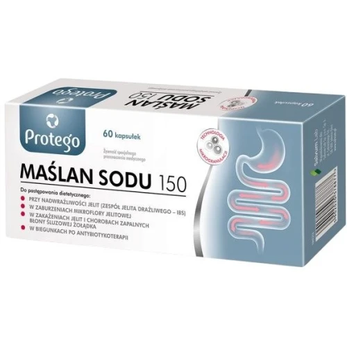 Protego Maślan Sodu 150, 60 kapsułek - Maślan sodu na jelita