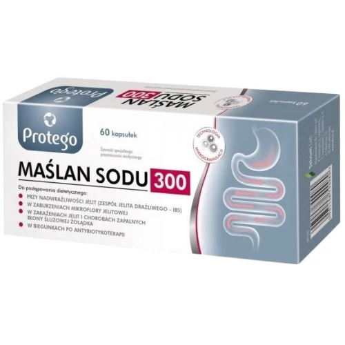 Protego Maślan Sodu 300, 60 kapsułek - Maślan sodu na jelita
