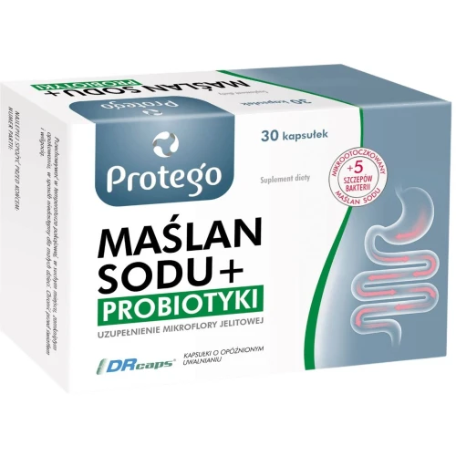 Protego Maślan Sodu + Probiotyki, 30 kapsułek - Uzupełnienie mikroflory jelitowej