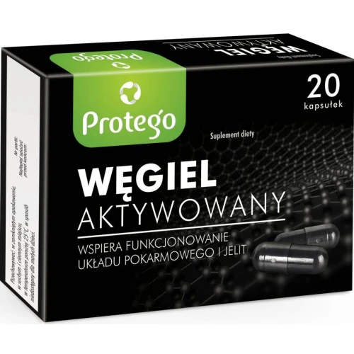 Protego Węgiel Aktywowany, 20 kapsułek - Dla wsparcia układu pokarmowegp