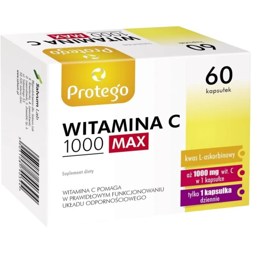 Protego Witamina C 1000 Max, 60 kapsułek - 1000 mg witaminy C w 1 kapsułce