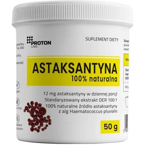 Proton Labs Astaksantyna 12 mg, proszek 50 g - Ekstrakt z mikroalg, czysty skład bez konserwantów