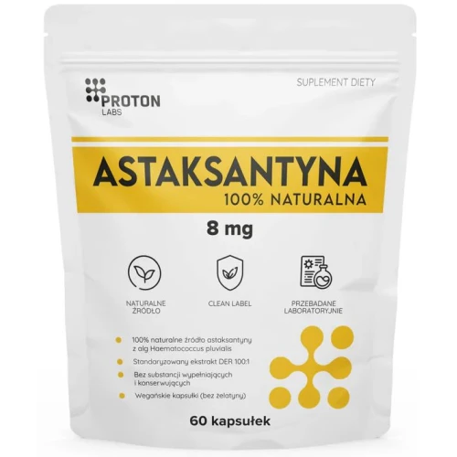 Proton Labs Astaksantyna 8 mg, 60 kapsułek - Z naturalną astaksantyną z alg Haematococcus pluvialis