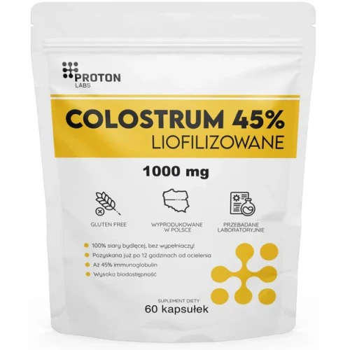 Proton Labs Colostrum 45% IG 1000 mg liofilizowane, 60 kapsułek