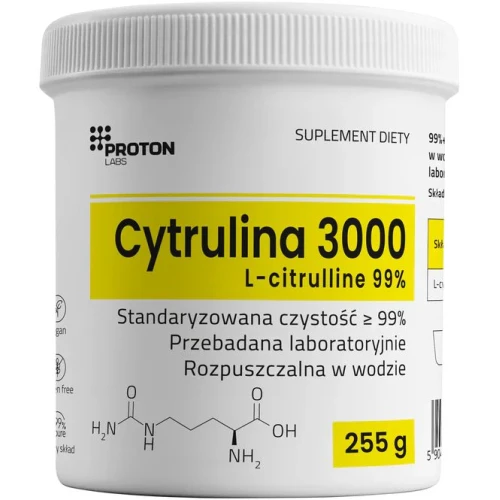 Proton Labs Cytrulina 3000, proszek 255 g - L-cytrulina bez zbędnych wypełniaczy i aromatów