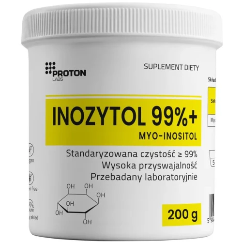 Proton Labs Inozytol, Myo-Inozytol, neutralny smak, proszek 200 g - Witamina B8 bez zbędnych wypełniaczy i dodatków smakowych