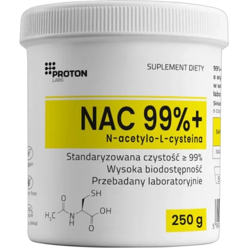Proton Labs NAC, czysta N-acetylo–L-cysteina, proszek 250 g - Pochodna aminokwasu cysteiny