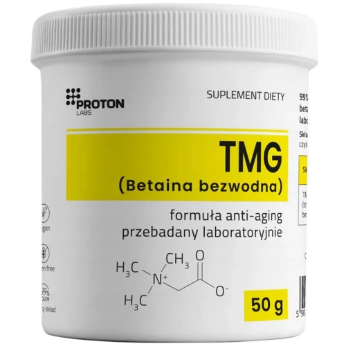 Proton Labs TMG Betaina, czysty proszek, 50 g - Bez zbędnych wypełniaczy stosowanych w kapsułkach