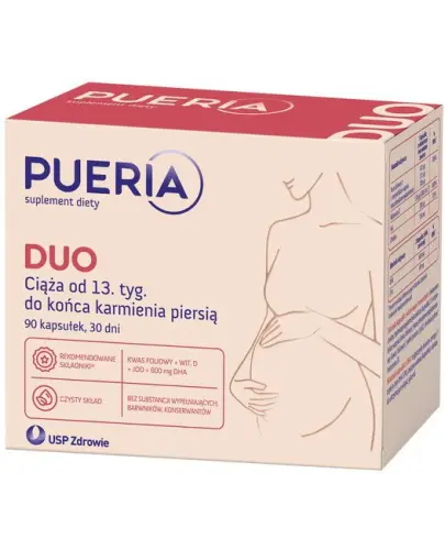 Pueria Duo, 90 kapsułek - Dla kobiet w ciąży od 13. tygodnia do końca karmienia piersią