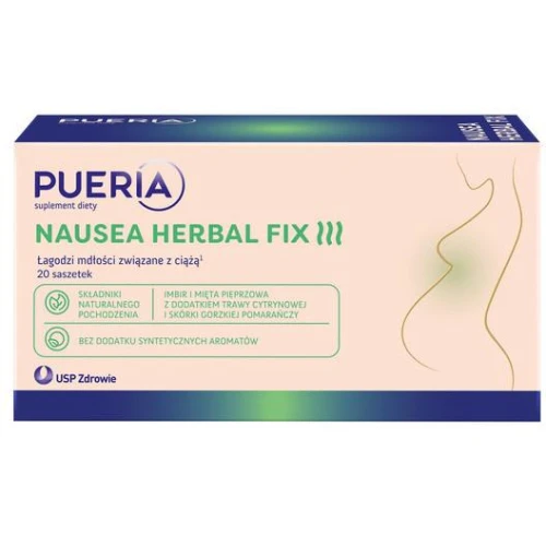 Pueria Nausea Herbal Fix, 20 saszetek - Imbir i mięta – wsparcie przy mdłościach ciążowych