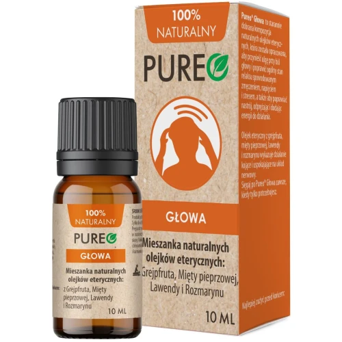 Pureo Głowa Mieszanka naturalnych olejków eterycznych, 10 ml - Relaks, odprężenie i ulga przy bólu głowy