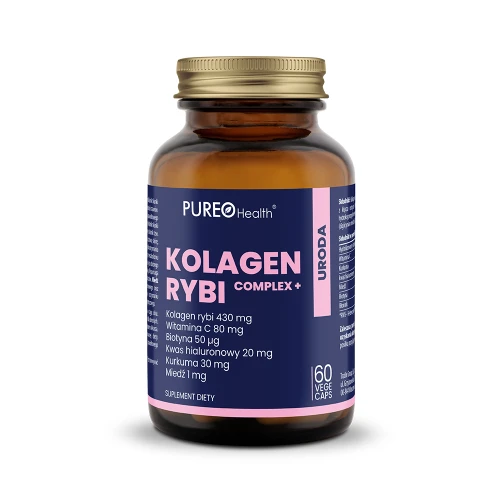 Pureo Health Kolagen rybi complex+, 60 kapsułek - Kolagen z ryb morskich + witaminy