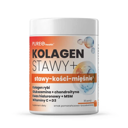 Pureo Health Kolagen Stawy+ smak pomarańczowo-brzoskwiniowy, 120 g - Kolagen, witaminy i minerały dla prawidłowego funkcjonowania stawów
