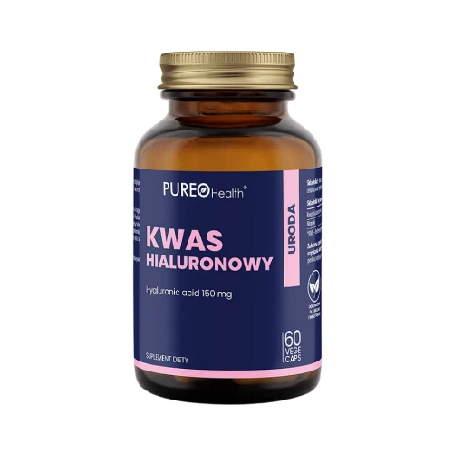Pureo Health Kwas hialuronowy 150 mg, 60 kapsułek - Wspomaga nawilżenie i utrzymanie jędrności skóry