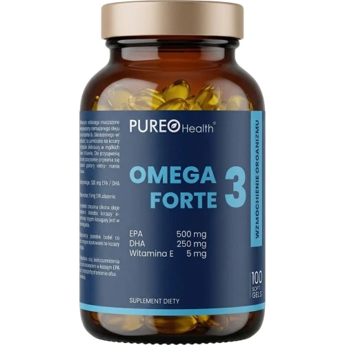 Pureo Health Omega 3 Forte, 100 kapsułek - Wzbogacone witaminą E – kompleksowe wsparcie serca, mózgu i wzroku