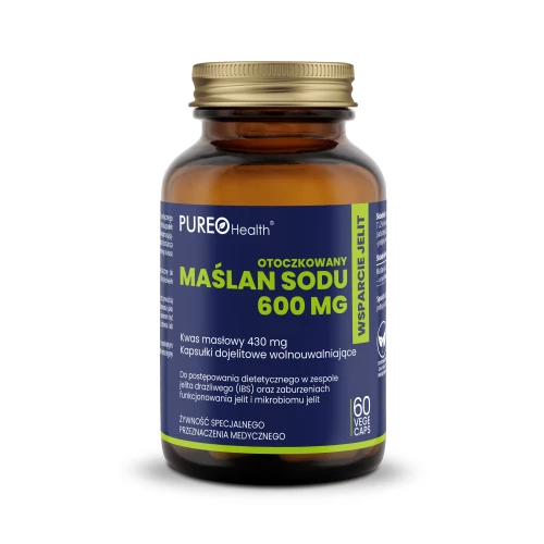 Pureo Health Otoczkowany Maślan Sodu 600 mg, 60 kapsułek - Zawiera sól kwasu masłowego
