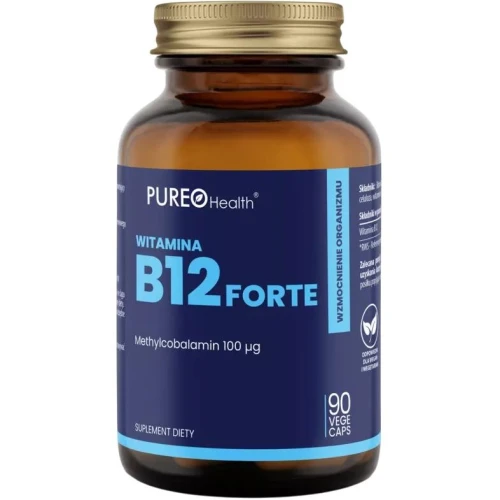 Pureo Health Witamina B12 Metylokobalamina 100 µg, 90 kapsułek - Z aktywną witaminą B12 wspierającą energię i układ nerwowy
