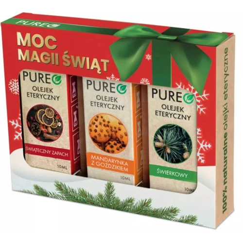 Pureo Moc Magii Świąt Zestaw olejków eterycznych, 3 x 10 ml - Naturalne olejki eteryczne do aromaterapii, masażu i kąpieli