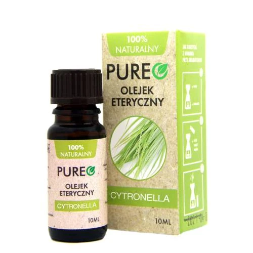 Pureo Naturalny olejek eteryczny cytronella, 10 ml - Na komary i oczyszczanie powietrza