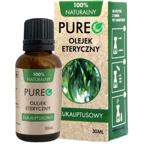 Pureo Naturalny olejek eteryczny z eukaliptusa, 30 ml - Aromaterapia, inhalacje i wsparcie dróg oddechowych
