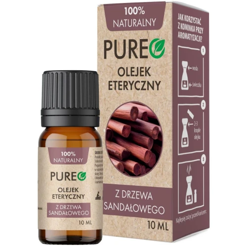 Pureo Naturalny olejek eteryczny z Drzewa Sandałowego, 10 ml - Do aromaterapii, masażu i relaksu