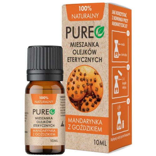 Pureo Naturalny olejek eteryczny mandarynka z goździkiem, 10 ml - Mieszanka ze skórek mandarynki z olejkiem z goździków