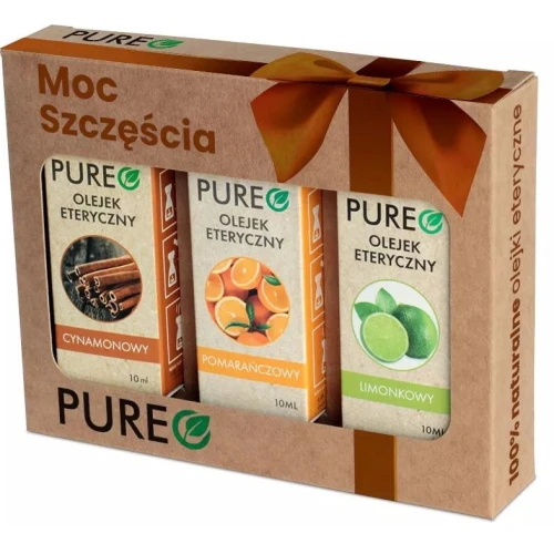 Pureo Naturalne olejki eteryczne Zestaw Moc Szczęścia, 3×10 ml - Cynamon, pomarańcza i limonka